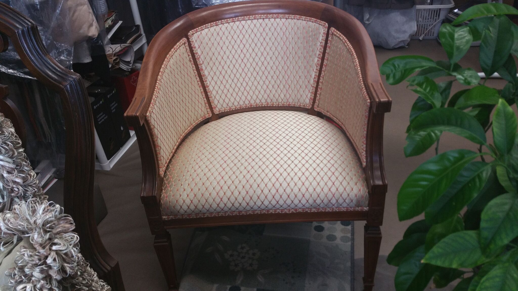 Re-covered chair by Ace Upholstery